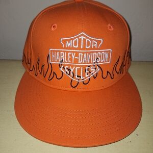 Harley-Davidson Larfe Orange Cap with Flame Design